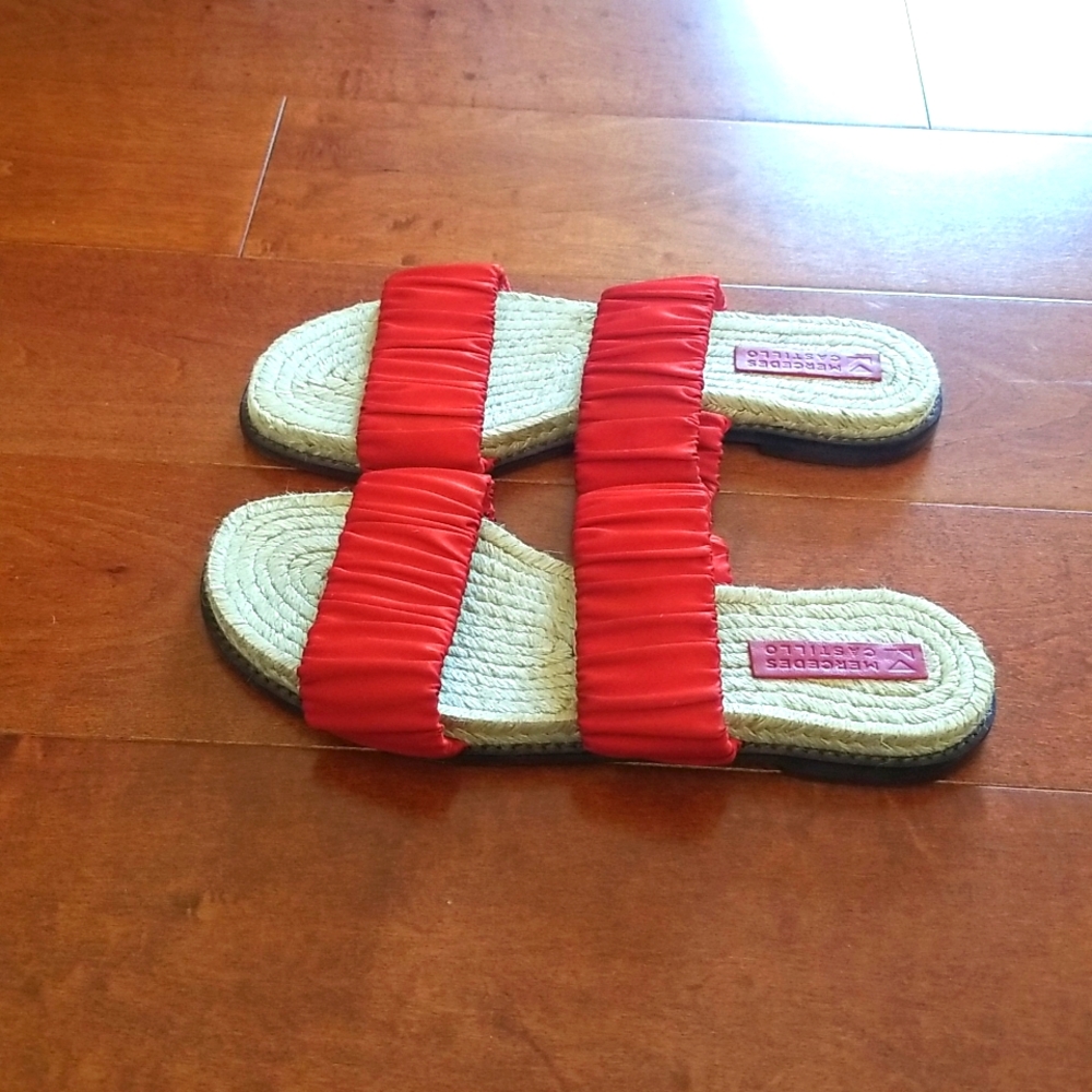 Mercedes Castillo Red Espadrille Sandals--Like New